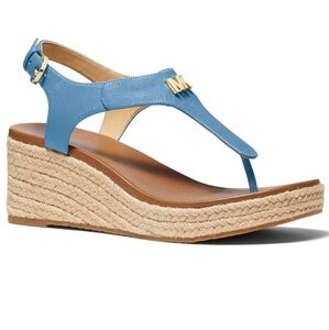Michael Kors Laney  Saffiano Leather Espedrille Wedge Sandals